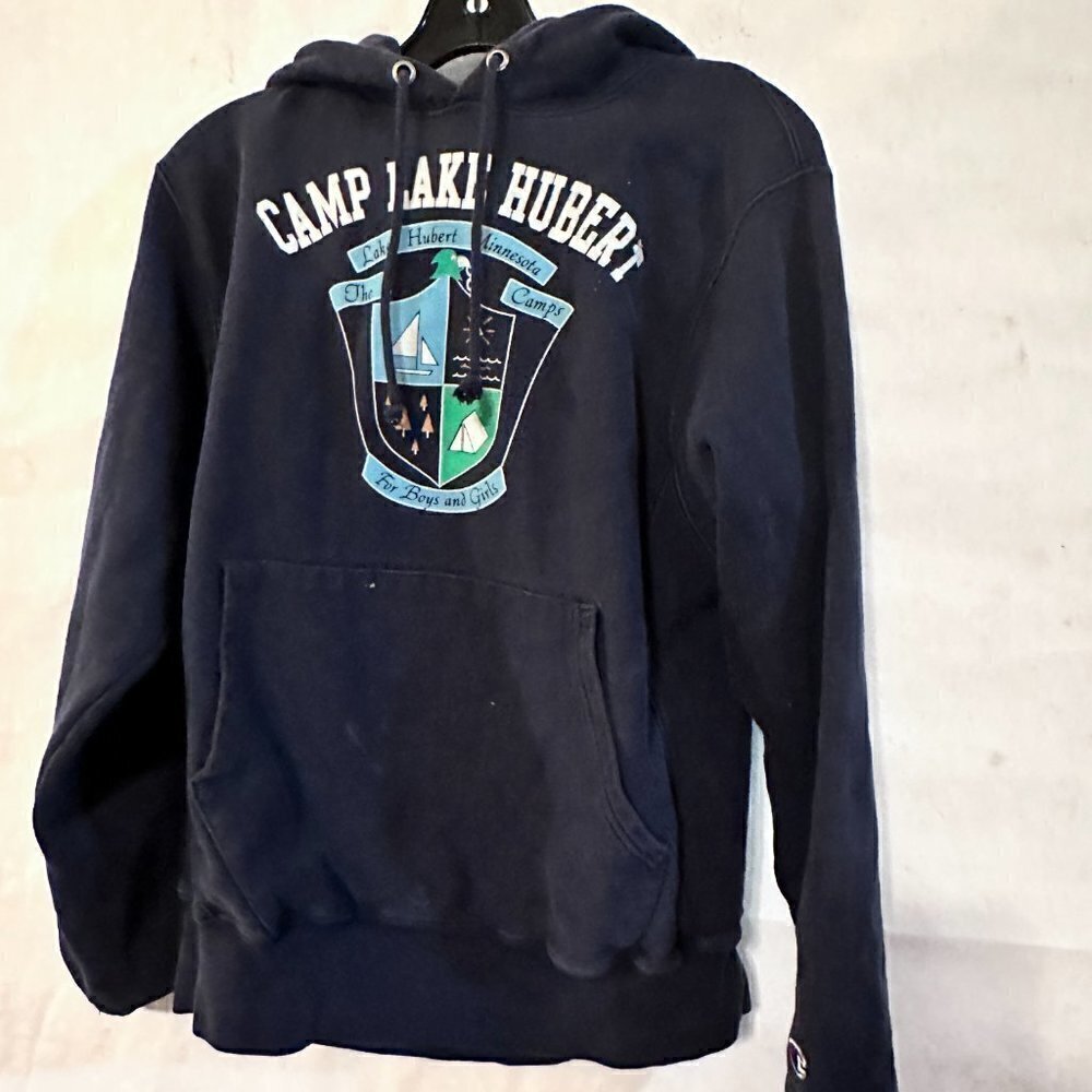 Camp Lake Hubert Champion Reverse Weave Size Small Hoodie Vintage Y2k - Picture 8 of 11